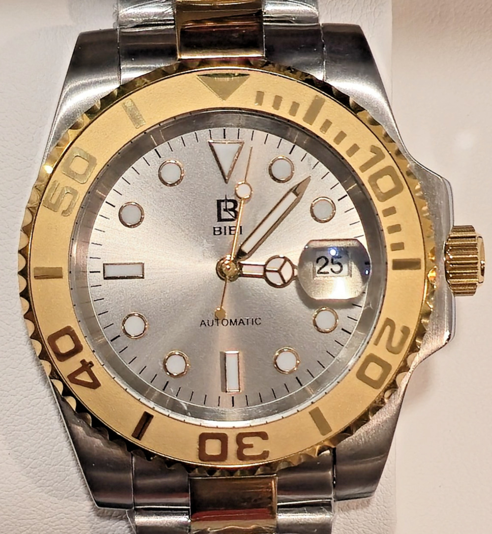 B1001 BIBI LUXURY Grey Dial Pro Diver, Gold Case, Two-Tone Bracele